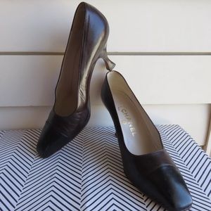 Vintage CHANEL 37.5 M or 7 Spool Heel Square Toe